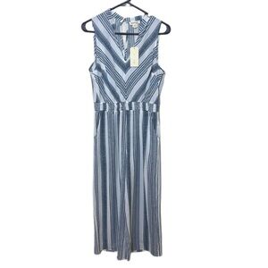 Monteau - Blue and White - One Piece Pants Jumpsuit - Large  NWT